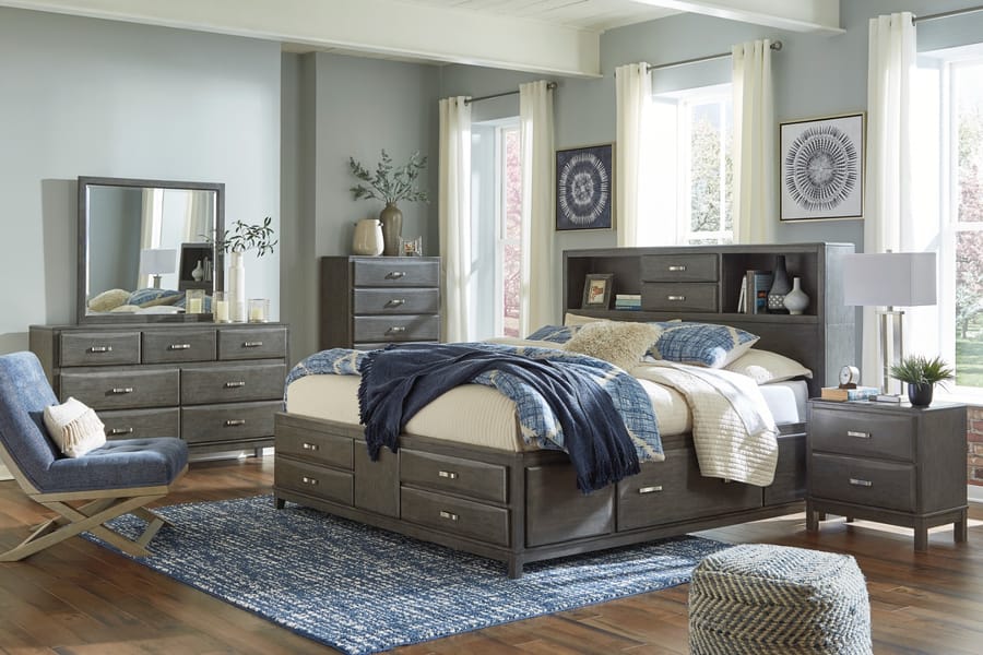 grey dresser with mirror set Watson 6-drawer Dresser with Mirror Grey Oak – Furniture World (Las Vegas) main image 1