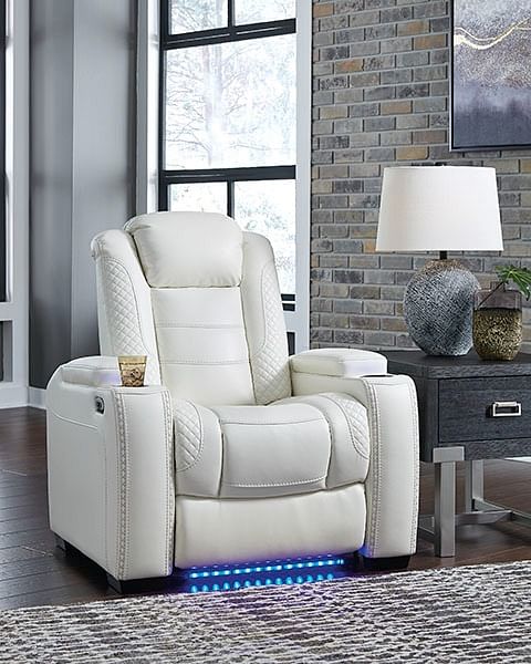 Living Room Chairs Midnight Power Reclining Chair White at iStyle