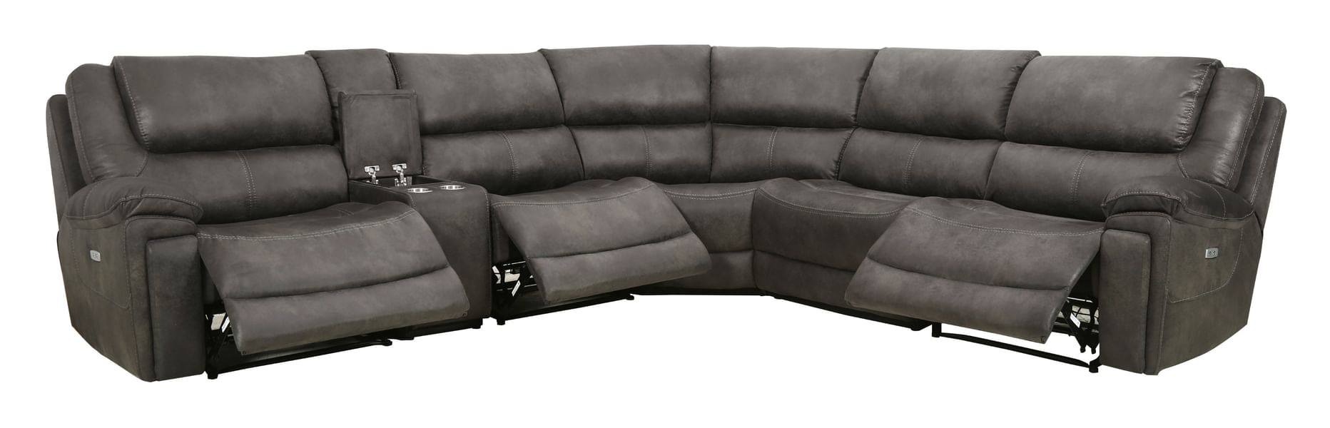 Westin 6 pc Power Reclining Sectional in Gray Fabric