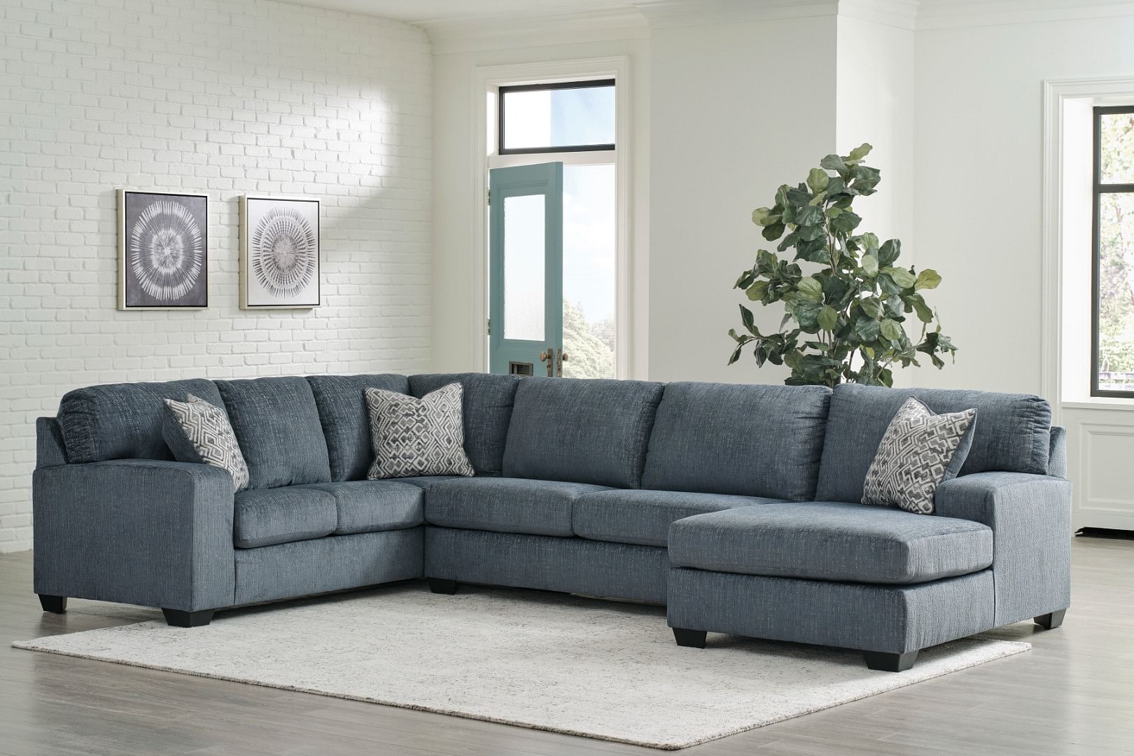 ROBIN 3PC SECTIONAL IN STEEL BLUE FABRIC