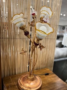 OK Lighting Windance Floral Table Lamp in Light Brown