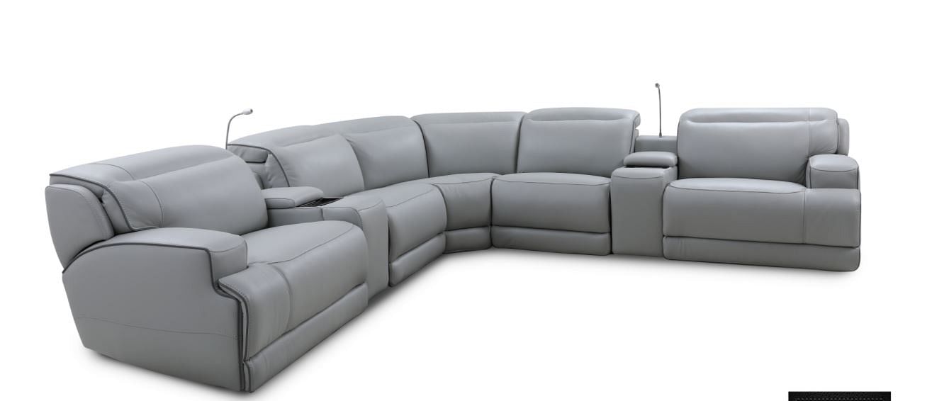Lava 7-Piece Dual-Power Reclining Sectional in Gray