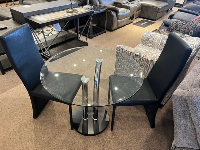 Glass table discount and 2 chairs