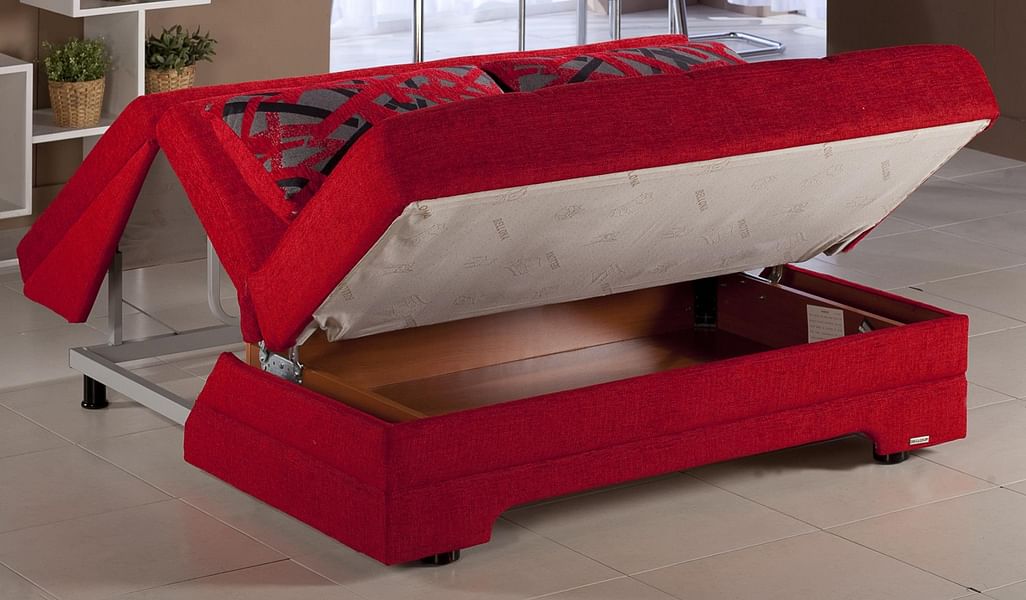 Twist Loveseat Bed in Red Fabric