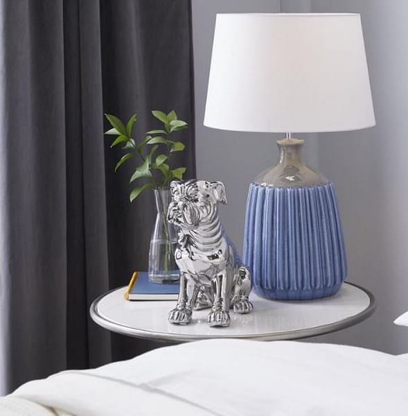 Silver Bulldog Ceramic Sculpture