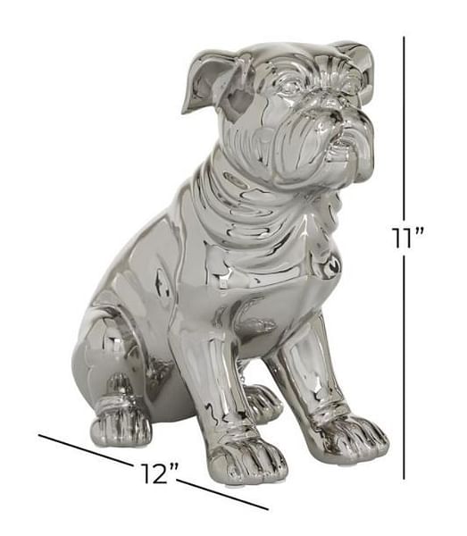 Silver Bulldog Ceramic Sculpture