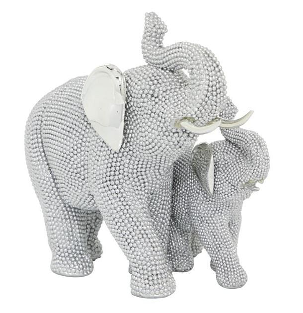Silver Polystone Elephant sculpture