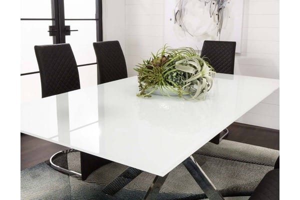 Aldo Super White Glass Dining Table