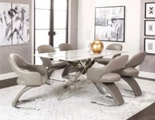 Aldo 7pc Set Dining Room in Marble Glass Top