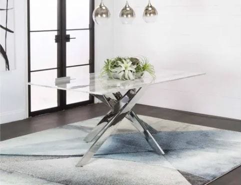 Aldo 7pc Set Dining Room in Marble Glass Top