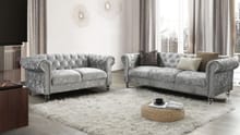 Raya Tufted Design Grey Velvet Set 2PC