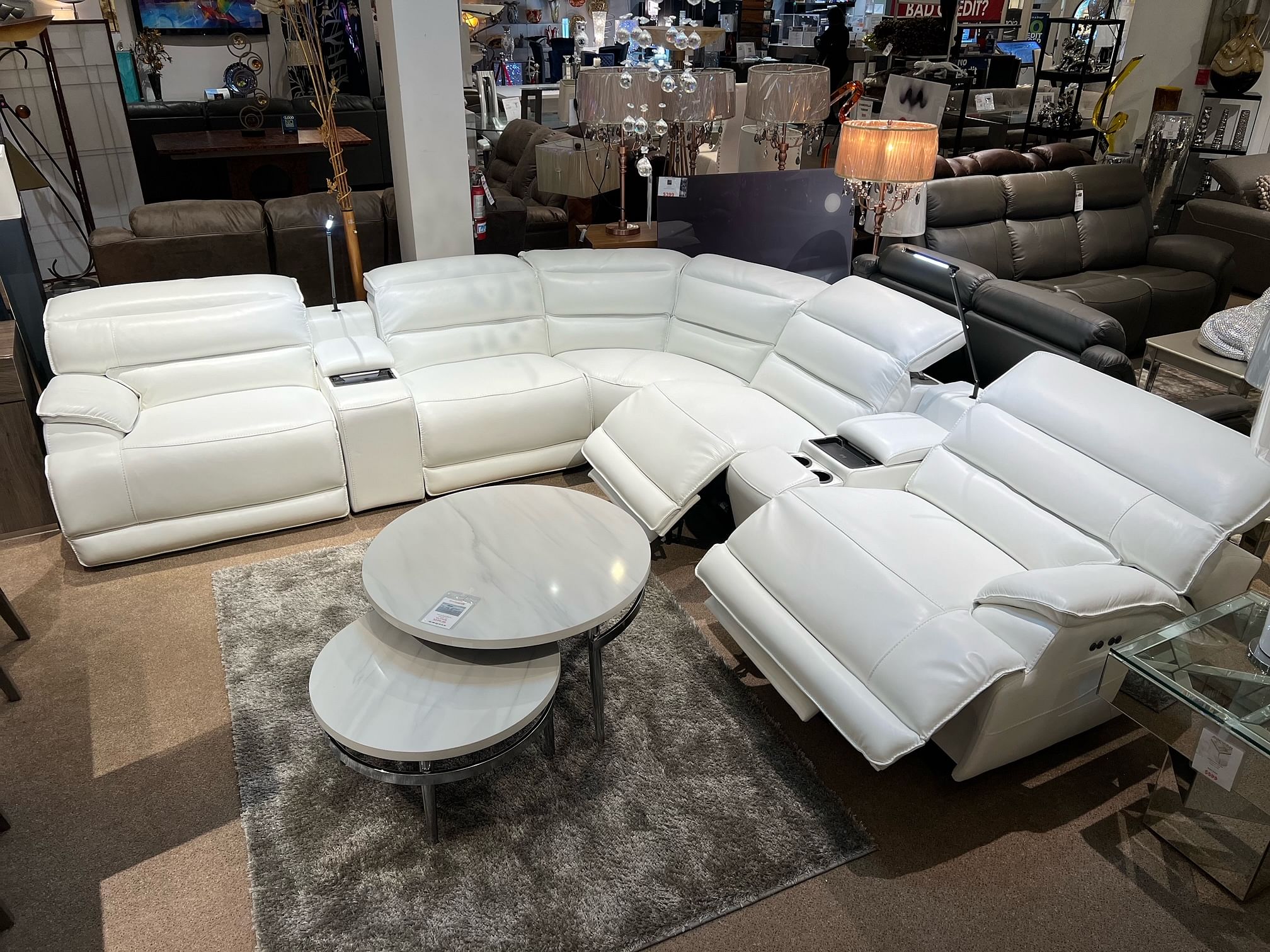 Devon 7-Piece Dual-Power Reclining Sectional in Wh...