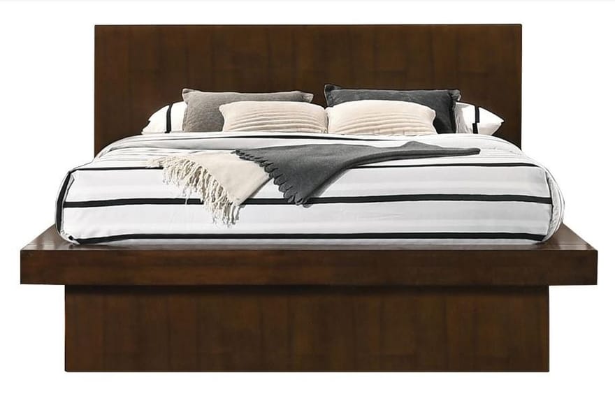Jessica Platform King Bedroom Set in Cappuccino - King Bed and Dresser, Mirror