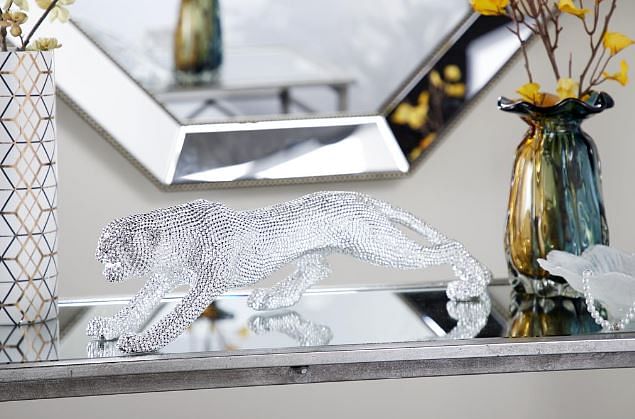 Decor & Pillows Sculptures Silver Leopard Sculpture Small at iStyle  Furniture Store