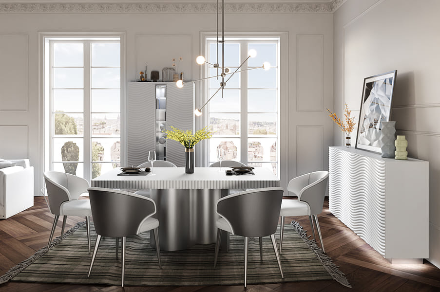 Wave Dining Room Set in White