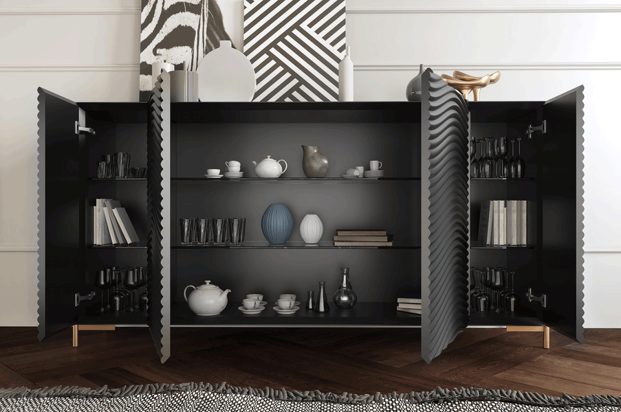Wave Dining Set Dark grey