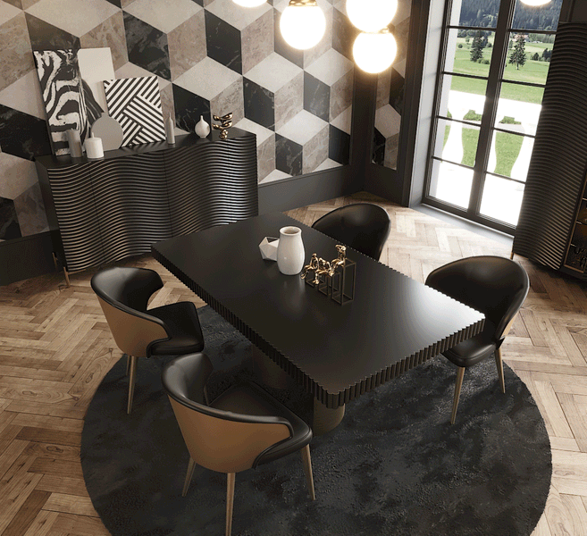 Wave Dining Set Dark grey
