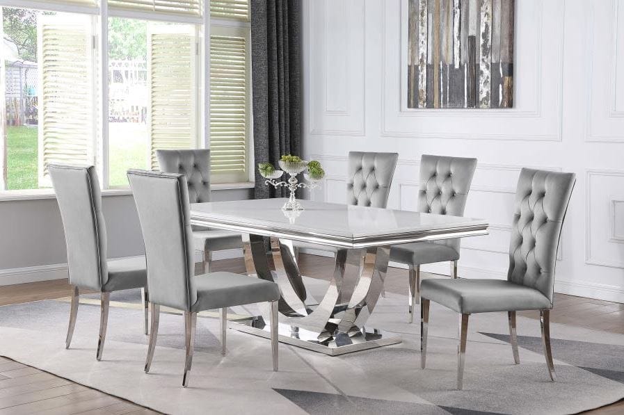 Kerwin 7 Pc Dining Set Grey and Chrome