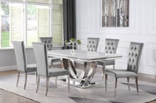Kerwin 7 Pc Dining Set Grey and Chrome
