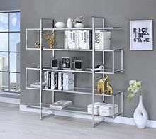 5-shelf Bookcase Chrome and Clear