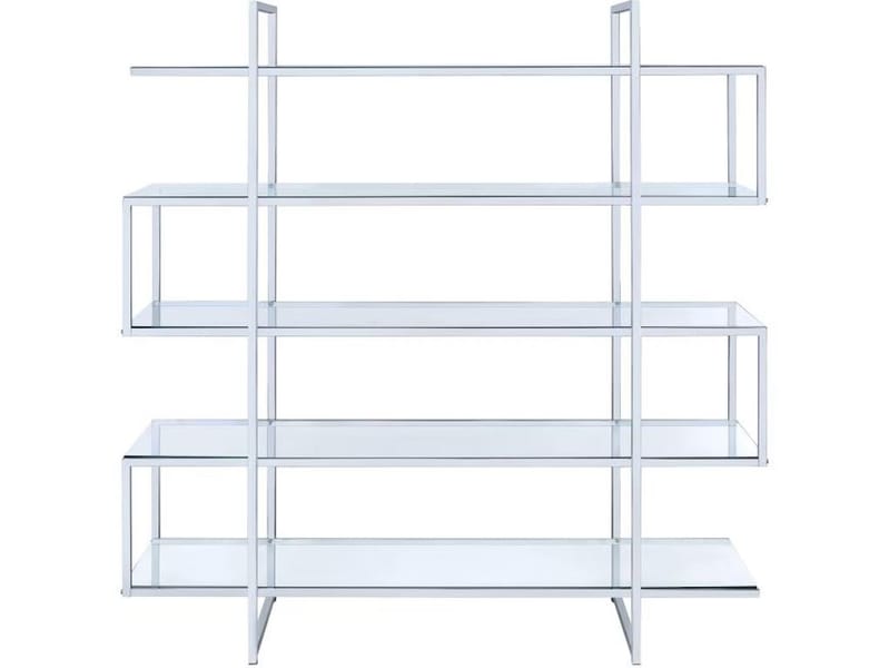 5-shelf Bookcase Chrome and Clear