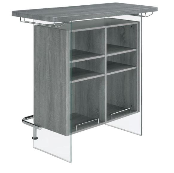 Acosta Rectangular Bar Unit with Footrest and Glass Side Panels