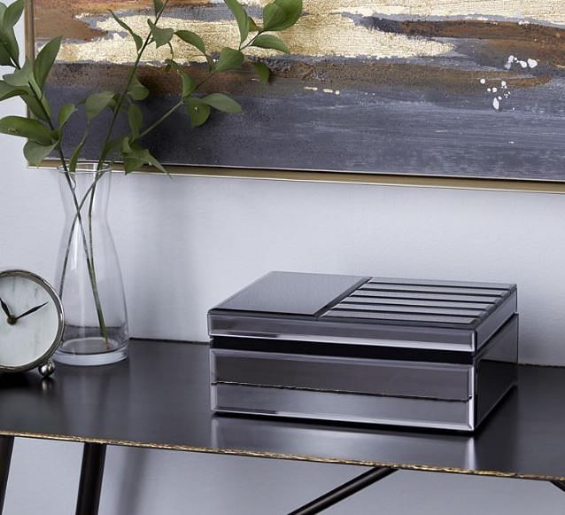 Silver Mirror and Wood Jewerly Box