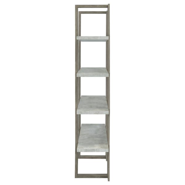Tatum 4-tier Rectangular Bookcase Cement and Gunmetal