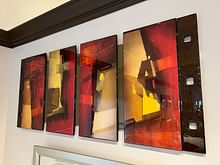 Red and Yellow Wooden Artwork