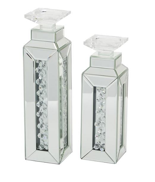 Mirrored with Crystals Candle Holder