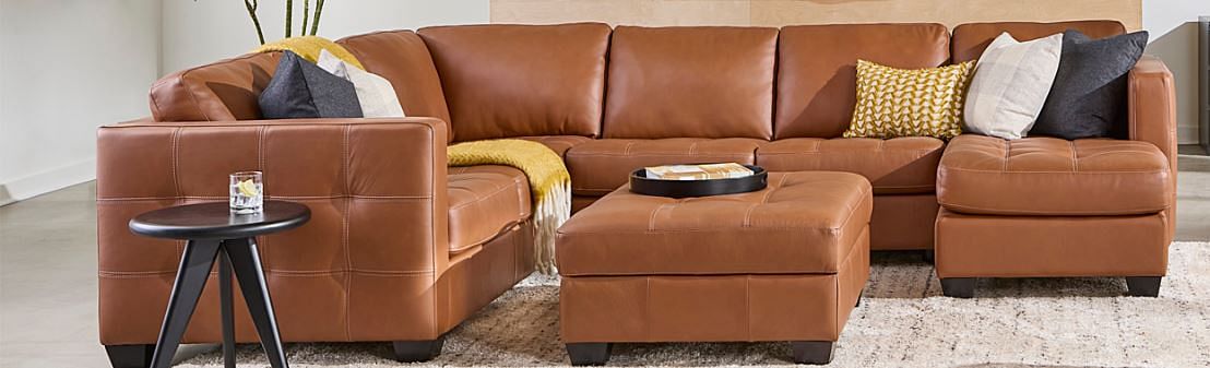 Barrett Sectional in Leather with Right Chaise - Custom Configuration and Cover