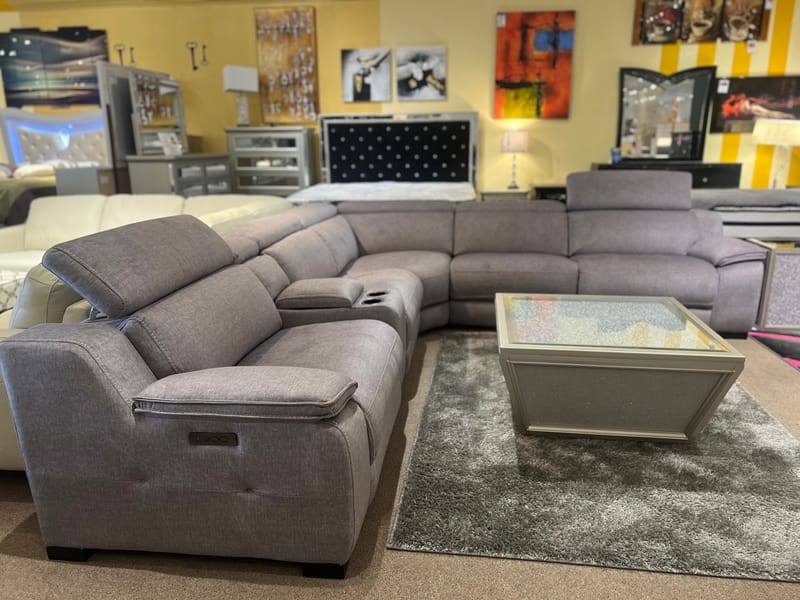 Penelope 6PC Sectional in Grey Fabric