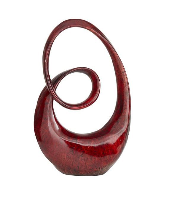 Small Brown Polystone Abstract Swirl Sculpture