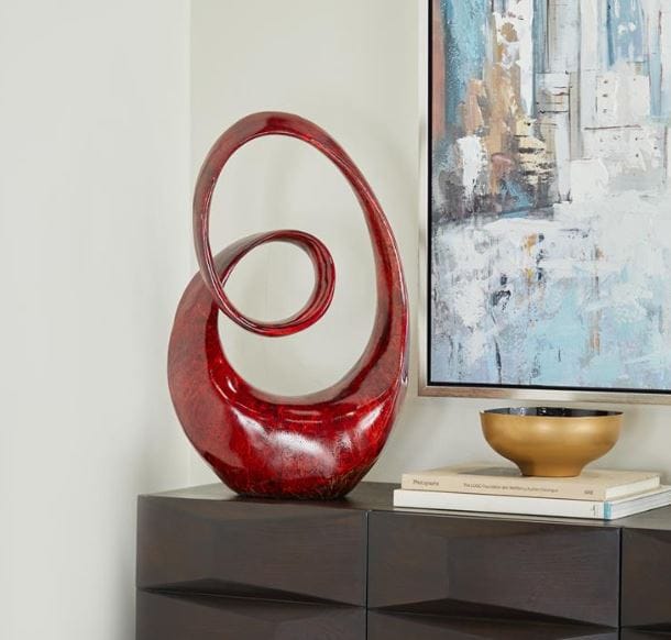 Small Brown Polystone Abstract Swirl Sculpture