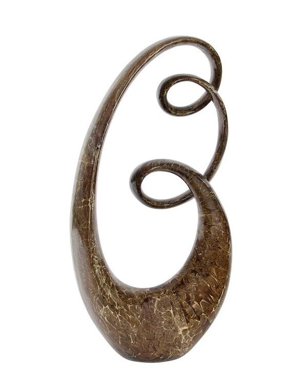 Big Brown Polystone Abstract Swirl Sculpture