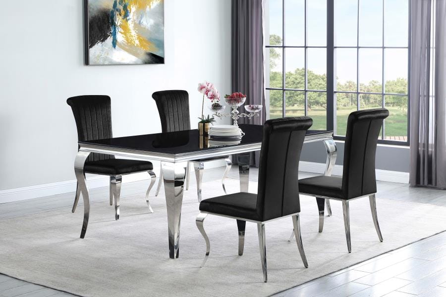 Betty Upholstered Side Chairs Black and Chrome