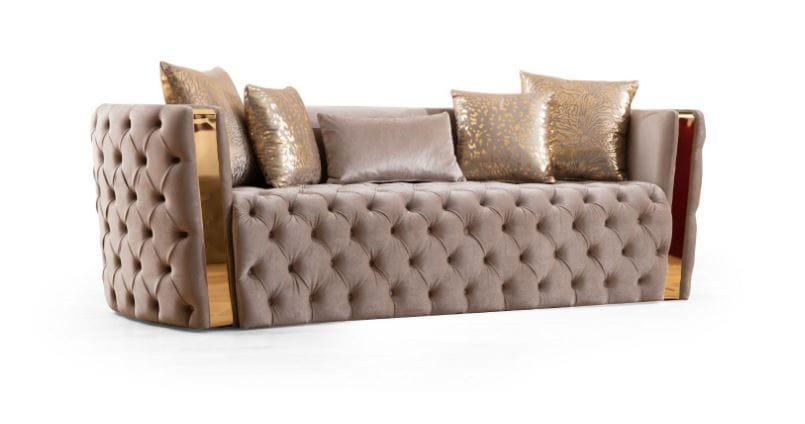 Naomi Living Room Set in Taupe