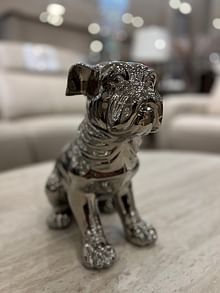 Silver Ceramic Dog Sculpture