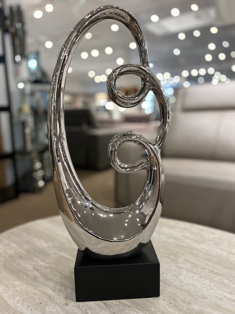 Silver Ceramic Swirl Sculpture