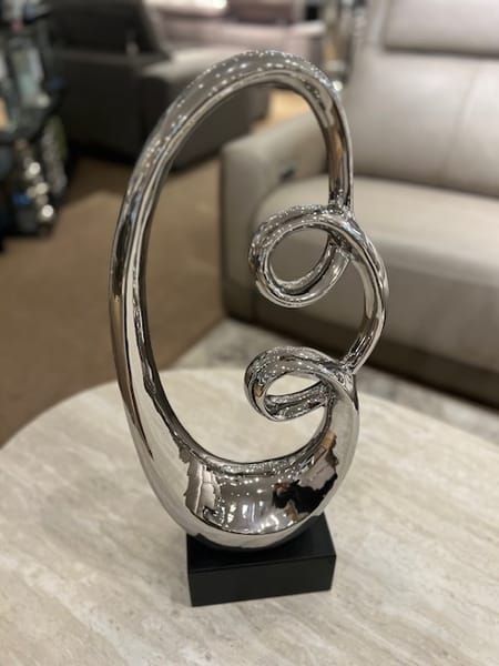 Silver Ceramic Swirl Sculpture