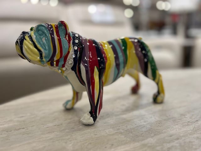 Multi Colored Bulldog Graffiti Sculpture