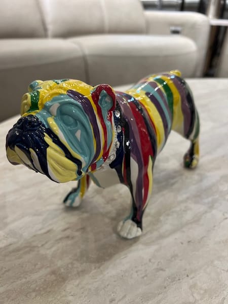 Multi Colored Bulldog Graffiti Sculpture