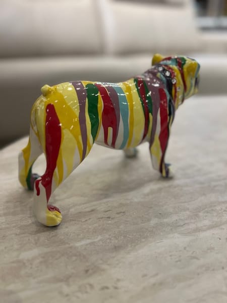Multi Colored Bulldog Graffiti Sculpture