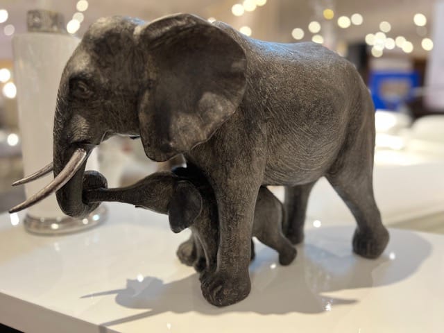 Gray Polystone Elephant Sculpture