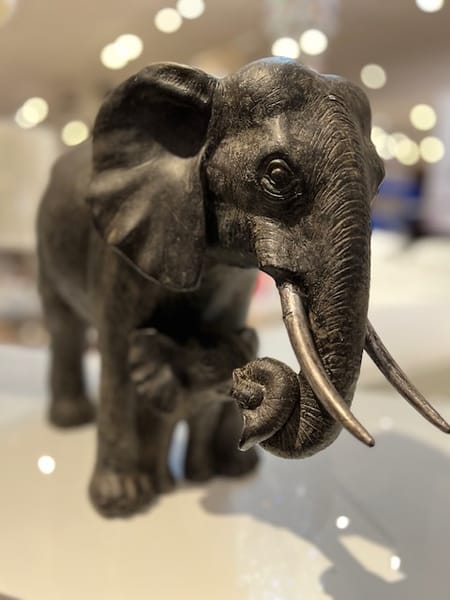 Gray Polystone Elephant Sculpture