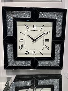 Black Glass Mirrored Wall Clock