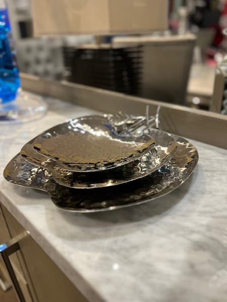 Silver Metal Fruit Plate, Set of 3