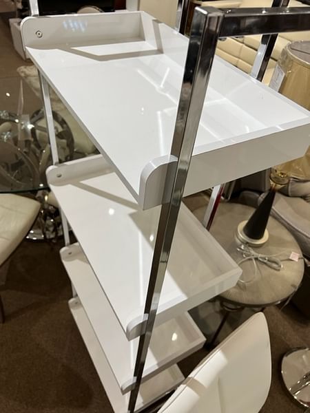 Bookcase White High Gloss and Chrome