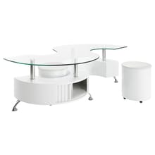 Curved Glass Top Coffee Table With Stools