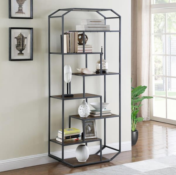 Bookcase Rustic Brown and Dark Grey
